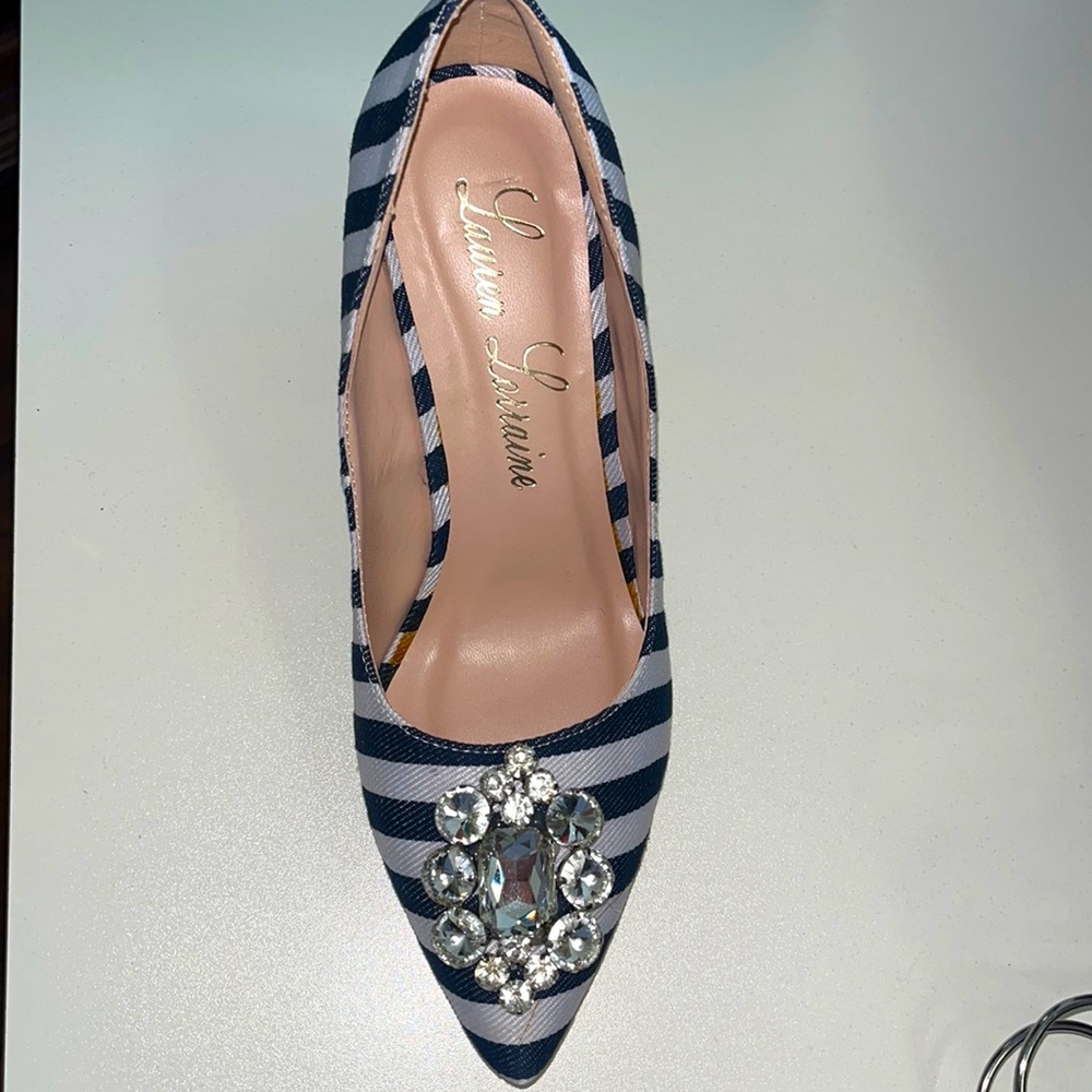 Size 9 Navy Stripe high heels